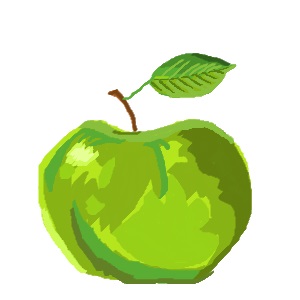  digital painting of a green apple