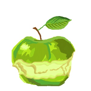 digital drawing of a half-eaten apple